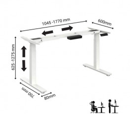 Birou cu înălțime reglabilă electric, Viva Upgrade, Dual Motor Timotion, 1400x750x18